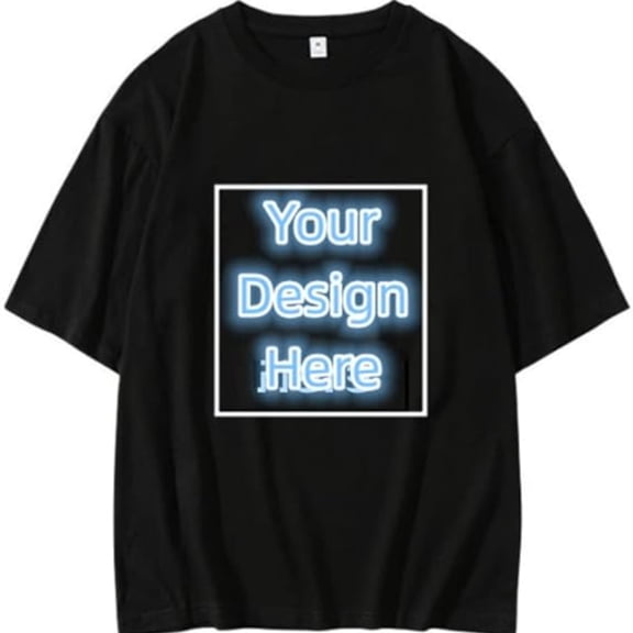 Custom T Shirt Add Your Own Text Design Custom Personalized T-Shirt Heavy Cotton Overlap Tshirt (Black,X-Large,X-Large)