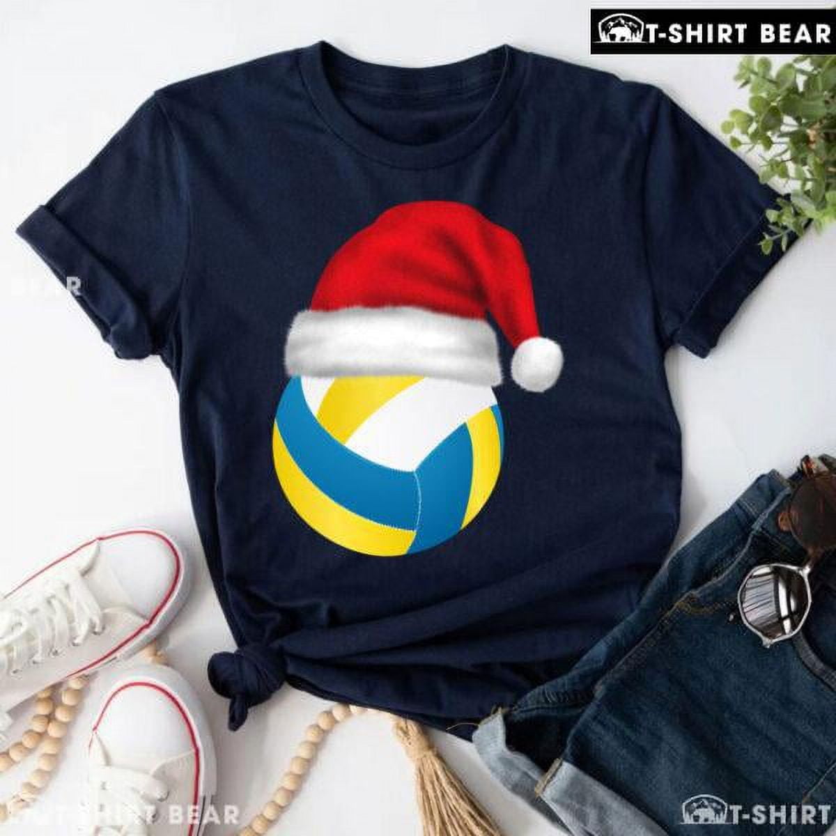 Custom TShirt Beautiful , Volleyball Ball With Santa Hat Christmas