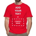 thumbnail image 1 of Custom T-Shirt for Men and women, Design Your Own Add Text, Photos Personalized 100% Cotton Crewneck Tee, 5.3oz Size-3XL, Red, 1 of 5