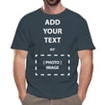 thumbnail image 1 of Custom T-Shirt for Men and women, Design Your Own Add Text, Photos Personalized 50/50 Cotton/Polyester Crewneck Tee, 5.3oz Size-XL, Dark Heather, 1 of 6