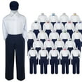 thumbnail image 1 of Baby Kid Boys Wedding Formal 4pc Set Shirt Navy Pants Bow Tie Hat Suit size S-7, 1 of 2