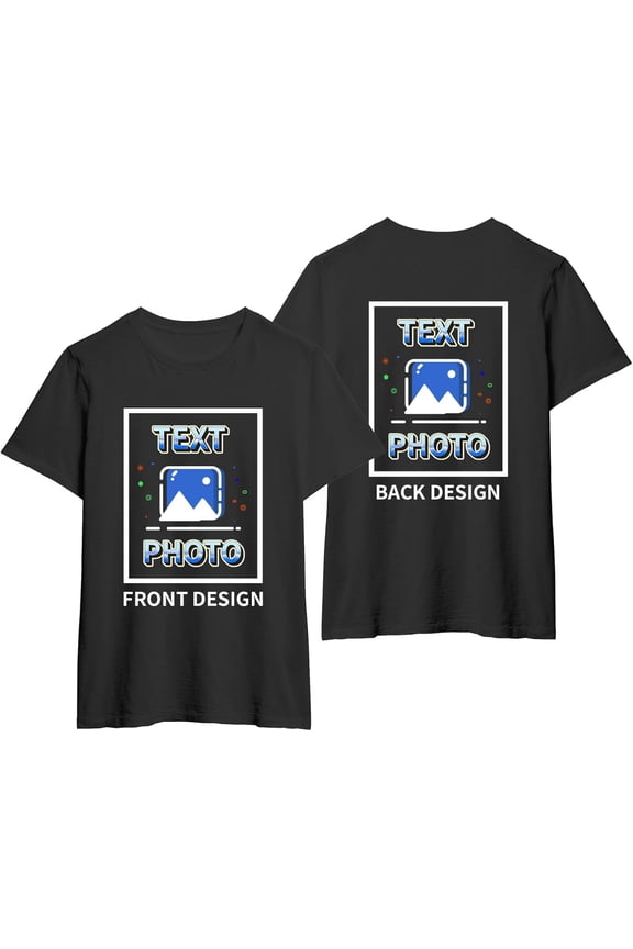 Custom T-Shirts Personalized Unisex Crewneck T Shirts Front and Back Printed T Shirt Supports Picture Text, and Image