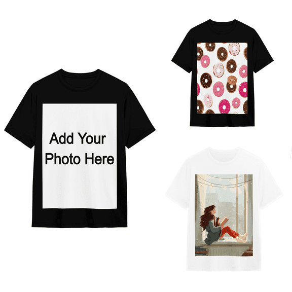 Custom T Shirts for Men Women,Personalized T Shirts with Picture,Design Your Own Tee Shirt Sizes from S to 5XL (Black)