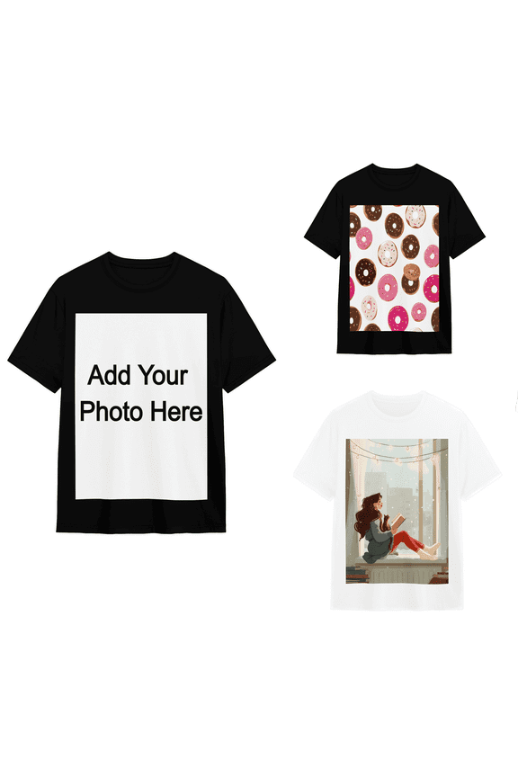 Custom T Shirts for Men Women,Personalized T Shirts with Picture,Design Your Own Tee Shirt Sizes from S to 5XL (Black)