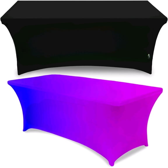 Custom Tablecloth Cover with Business Logo Text Personalized Stretch Spandex Table Clothes for 6 Ft Rectangle Tables for Tradeshow Events Party