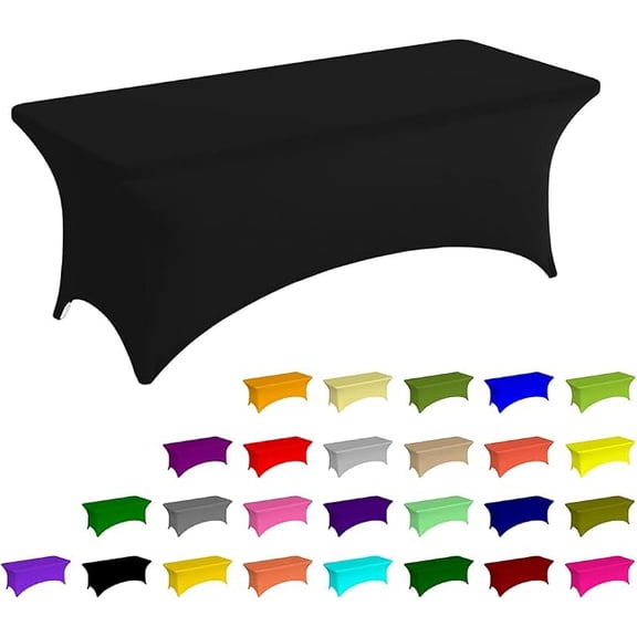 Custom Tablecloth Personalized Stretch Cover for 6 Foot Rectangle Folding Table Black