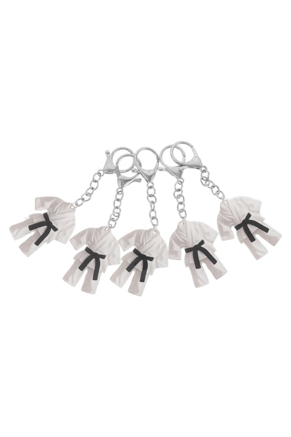 Custom Taekwondo Gi Keychain, Personalized Martial Arts Keyring With Black Belt Name For Karate Student (5Pcs)