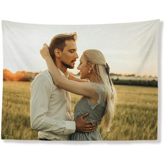 Custom Tapestry, Custom Backdrop, Customized Your Own Tapestry, with Photo Text Personalized Wall Blanket, for Room Decor Wedding Family Memorial Gift, 30x40inch/75x100cm, multicoloured
