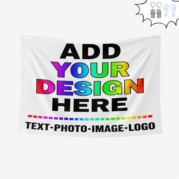 Custom Tapestry Personalized Backdrop with Name & Photo, Customized Wall Hanging Tapestry, Horizontal Aesthetic Banner for Wedding Birthday Father's Mother's Day Bedroom Decor 40x30In