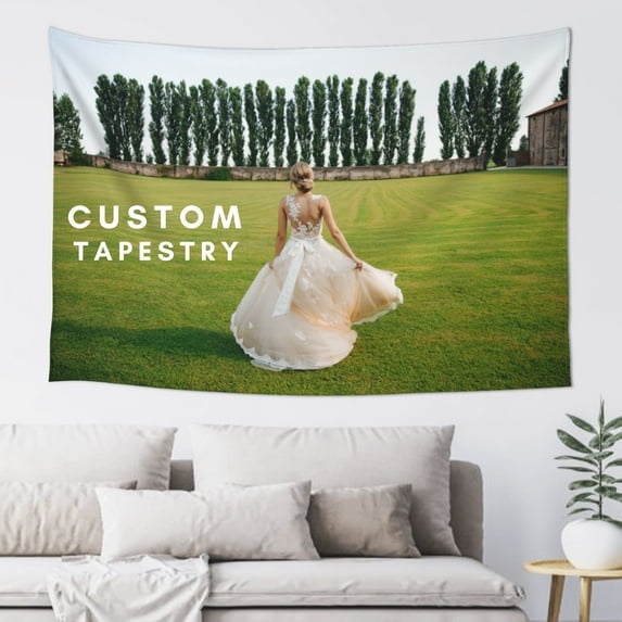 Custom Tapestry with Your Photo, Personalized Gifts for Birthday, Wedding, Christmas, Mother's Day, Father's Day, 60inX40in, Horizontal