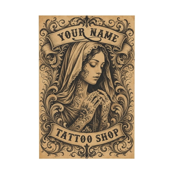 Custom Tattoo Studio Design Canvas Wall Art Personalized Gift for Tattoo Artists For Home or Studio 12*18in