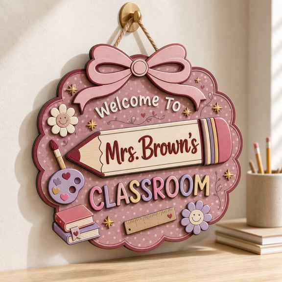Custom Teacher 3D Door Sign - Personalized Classroom Name Decor