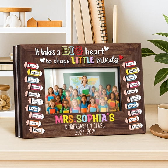 Custom Teacher Class Photo Frame, Big Heart Little Minds Classroom Gift, Personalized Teacher Appreciation Picture Frame, Student Gift Idea
