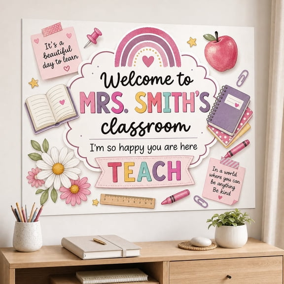 Custom Teacher Classroom Tapestry - Welcome to Class Back to School Banner