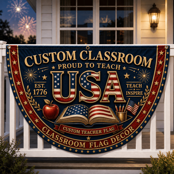 Custom Teacher Flag 250 Patriotic Classroom Banner for USA School Decor