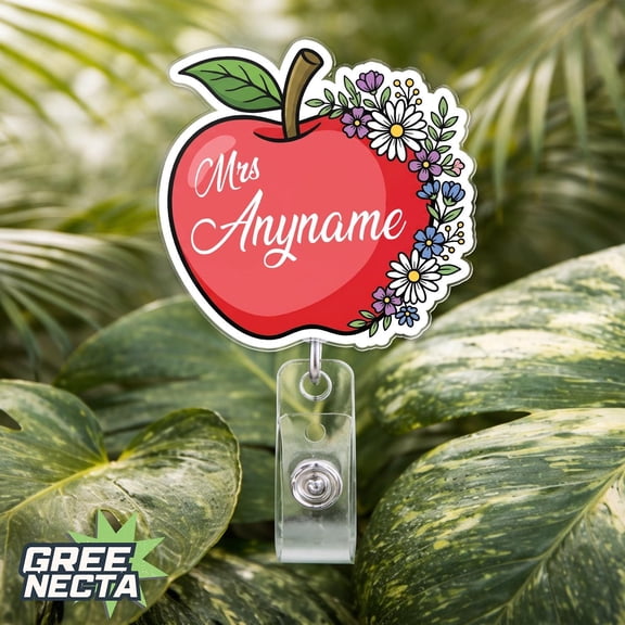 Custom Teacher Name Badge Reel, Custom Retractable ID Holder, Work Badge Clip, Personalized Gift