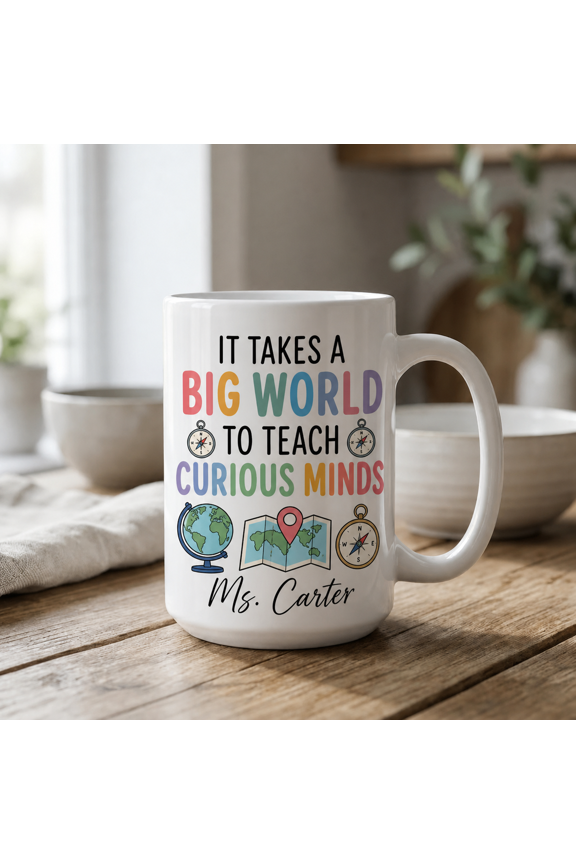 Custom Teacher Name Mug, Geography Teacher Mug Personalized Back to School Gift