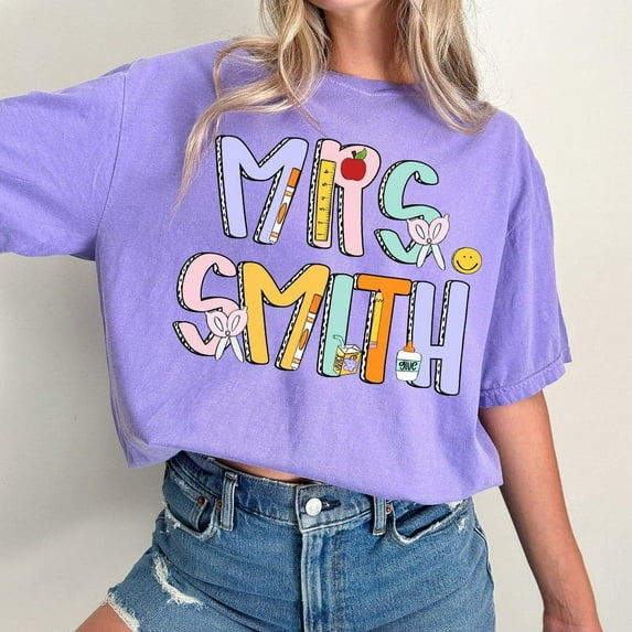 Custom Teacher T-Shirt, Back to School Teacher Name Tee, Teacher Appreciation Gift Shirt, New School Year Shirt