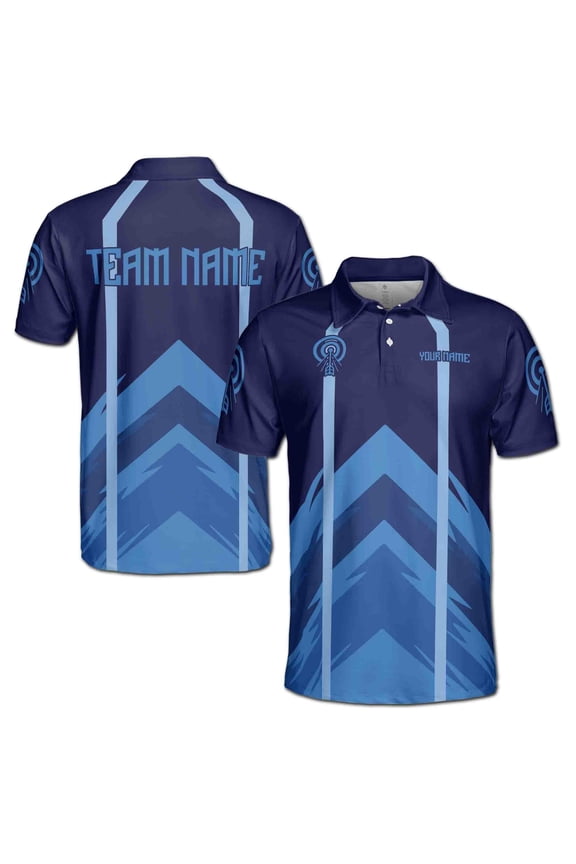 Custom Team Name Playing Darts Navy Blue Men's Polo Shirt S-5XL