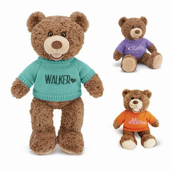Custom Teddy Bear Stuffed Animal – Deep Brown Plush Bear with Personalized Name or Text Embroidery, Cute Keepsake Gift for Baby, Mom, Girlfriend, or Valentine’s Day
