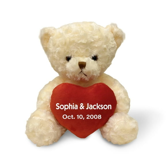 Custom Teddy Bear Stuffed Animal with Love Heart, Cute Plush Bear Personalized Name Text Date, Mothers Day Graduation Birthday Valentine Day Gifts for Girlfriend Boyfriend