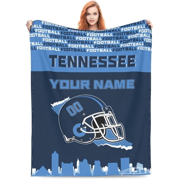 Custom Tennessee Blanket Personalized Throw Blankets Name and Number for Men Women Boy Football Style Decor Gifts