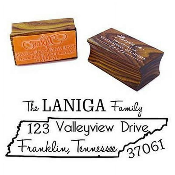 Custom Tennessee State Map Stamp Return Address Wood Mounted Rubber Stamp Gift Idea