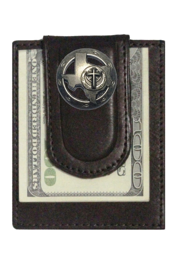 Custom Texas Christian Paul and Taylor Money Clip Wallet Brown