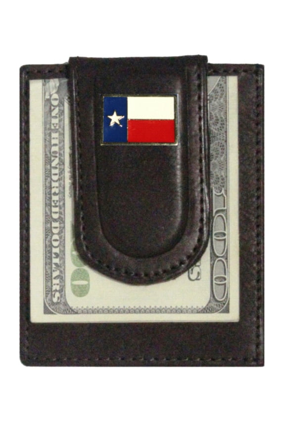 Custom Texas Flag Paul and Taylor Money Clip Wallet Brown