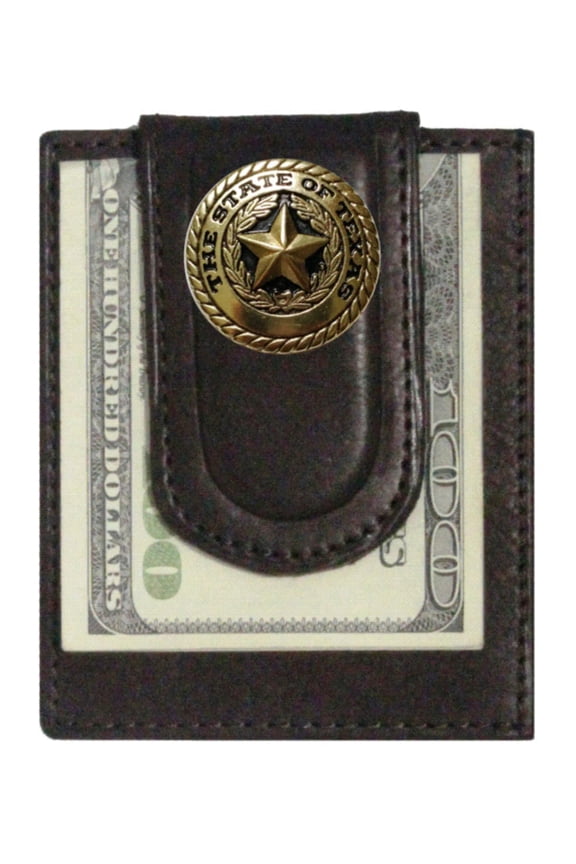 Custom Texas Gold Seal Paul and Taylor Money Clip Wallet Brown