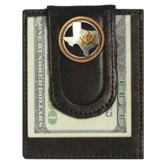 Custom Texas Mason Paul and Taylor Money Clip Wallet Brown