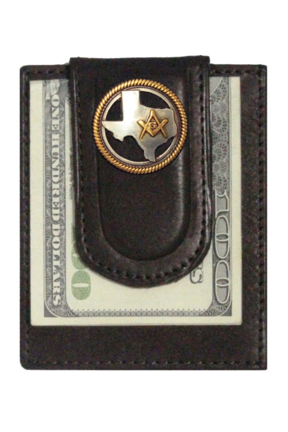 Custom Texas Mason Paul and Taylor Money Clip Wallet Brown