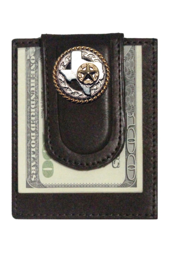Custom Texas Rope and Star Paul and Taylor Money Clip Wallet Brown