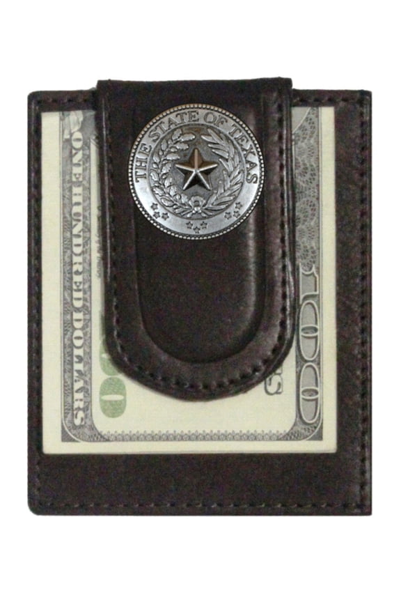 Custom Texas Seal Paul and Taylor Money Clip Wallet Brown