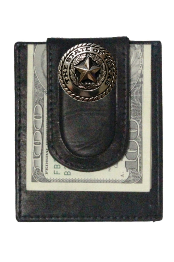 Custom Texas Silver Seal Paul and Taylor Money Clip Wallet Black