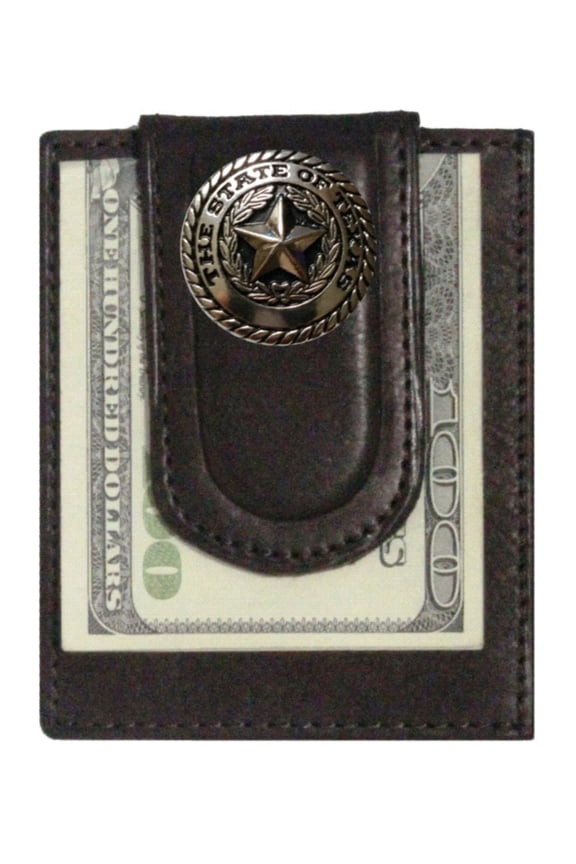 Custom Texas Silver Seal Paul and Taylor Money Clip Wallet Brown