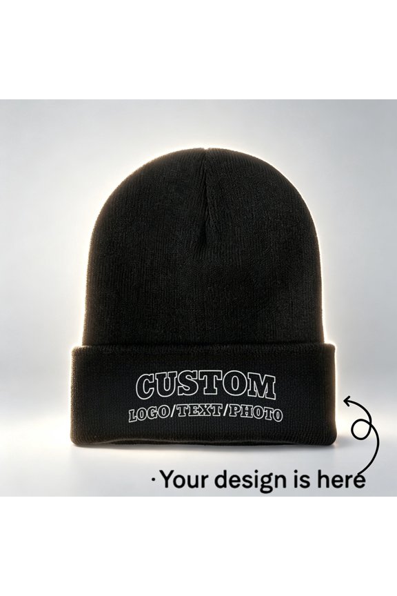 Custom Text Knit Beanie Personalized Winter Hat