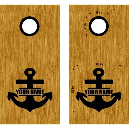 Custom Text Nautical Anchor Cornhole Board Vinyl Decal Sticker