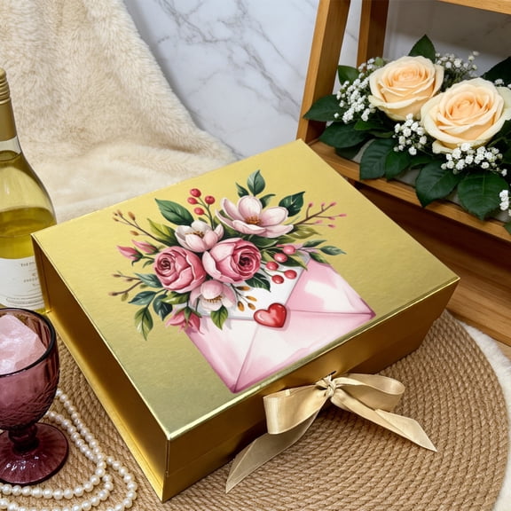 Custom Text Personalized Magnetic Gift Box with Ribbon, 1 Piece, Elegant Gift Box for Wedding Gift Giving, Bridal Shower Favors and Wedding Anniversary Souvenirs