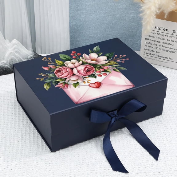Custom Text Personalized Magnetic Gift Box with Ribbon, 1 Piece, Elegant Gift Box for Wedding Gift Giving, Bridal Shower Favors and Wedding Anniversary Souvenirs