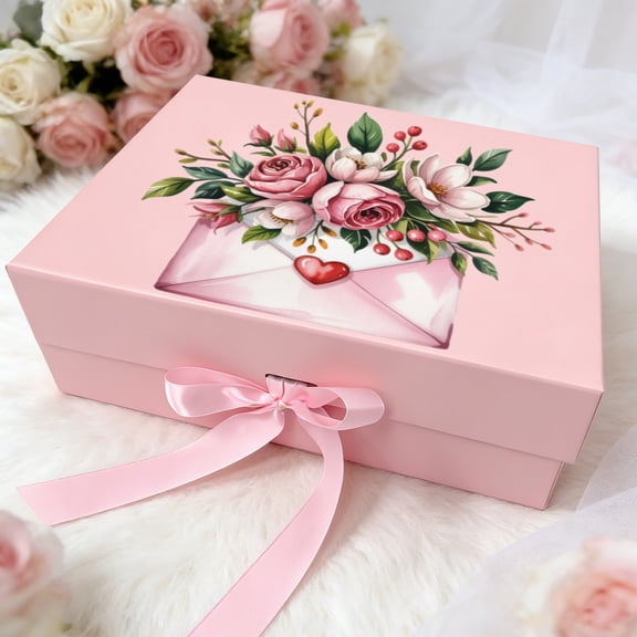 Custom Text Personalized Magnetic Gift Box with Ribbon, 1 Piece, Elegant Gift Box for Wedding Gift Giving, Bridal Shower Favors and Wedding Anniversary Souvenirs