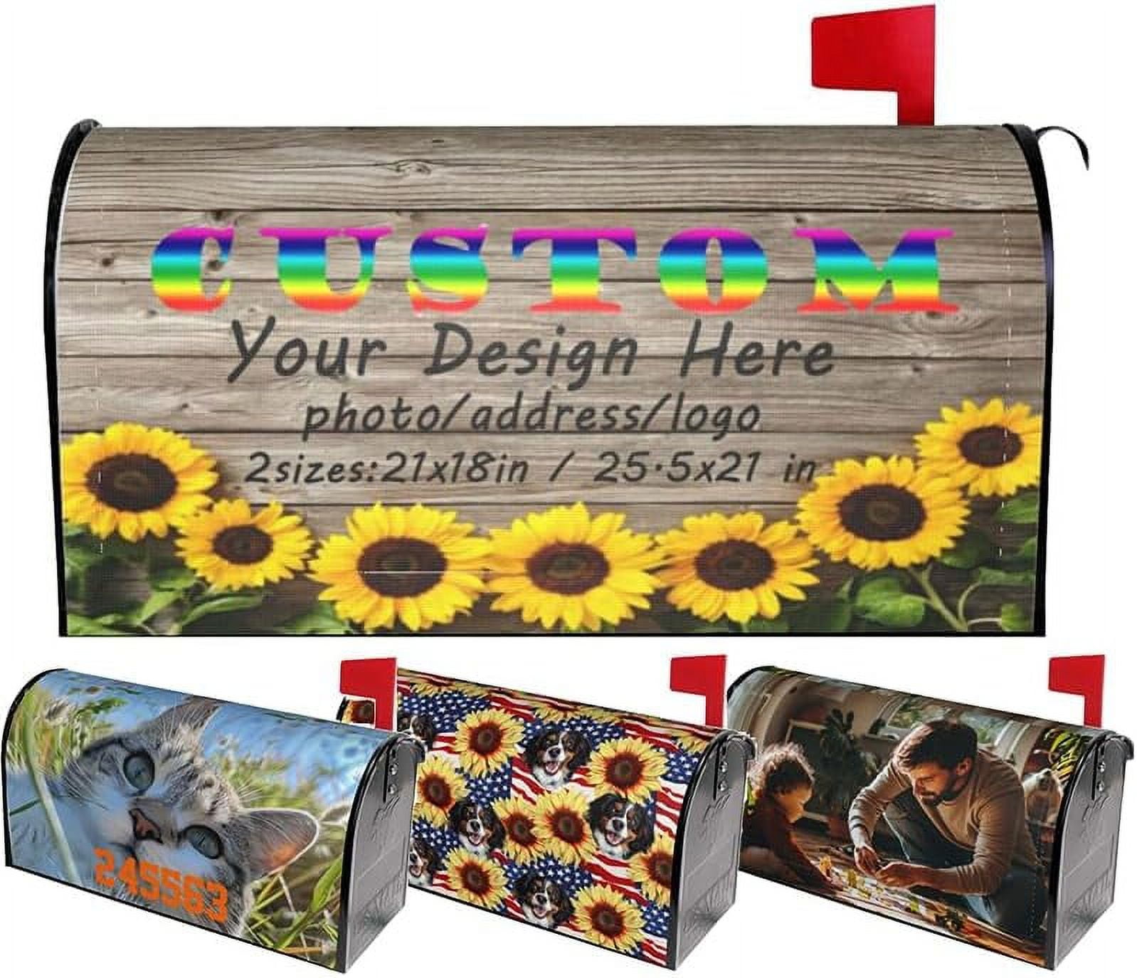 Custom Text Photo Mailbox Covers, Personalize Magnetic Post Box Cover ...