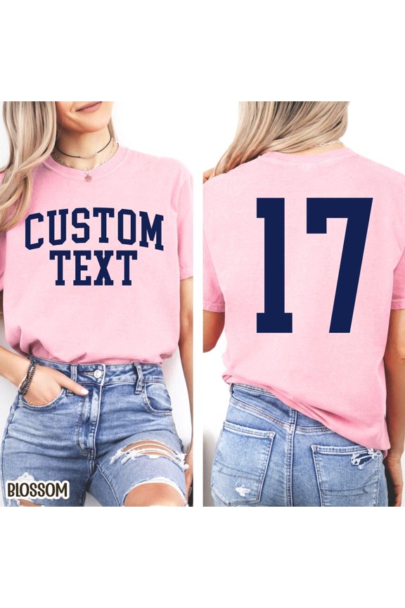 Custom Text Shirt Custom Front And Back Varsity Letters Tee Personalized College Text TShi