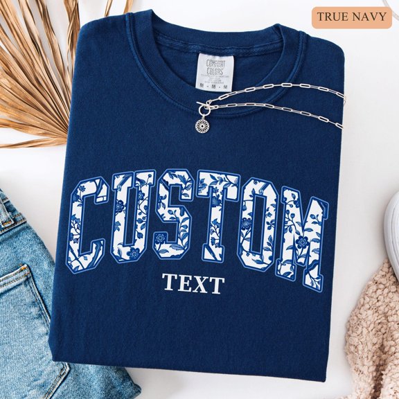 Custom Text Shirt Custom Toile College Letters Shirt Personalized Floral Custom Text Tee R