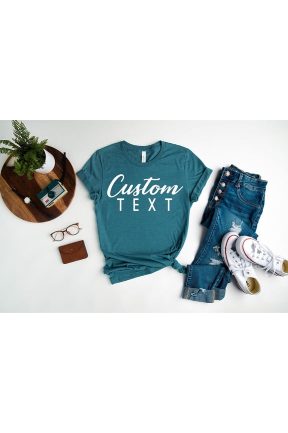 Custom Text T Shirt Unisex Casual Apparel Personalized Message XSXXL Cotton Blend EcoFrien