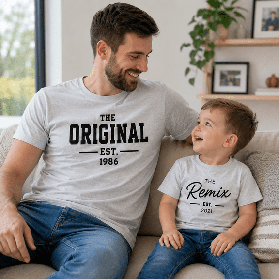 Custom The Original The Remix Matching Dad And Son Shirts, Personalized Est Year Daddy And Me Shirt, Father's Day Gift For Dad