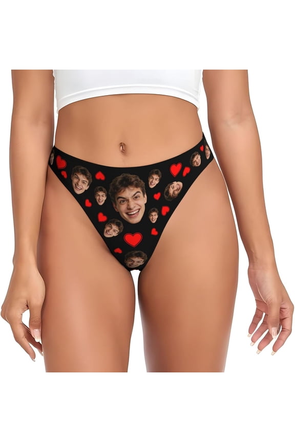 Custom Thong With Face For Women Customized Underwear Panties With Image Text Personalized Face Thongs Funny Gifts For Her