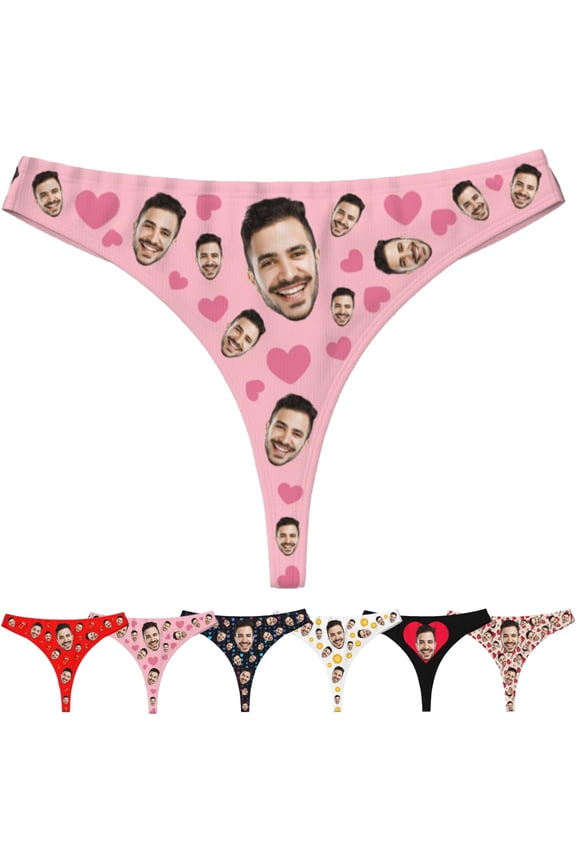 Custom Thong for Women Personalized Thongs with Face Picture Customized underwear Funny Gifts for Her Wife Girlfriend