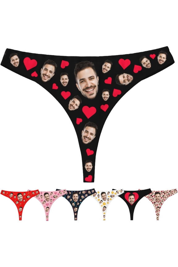 Custom Thong for Women Personalized Thongs with Face Picture Customized underwear Funny Gifts for Her Wife Girlfriend