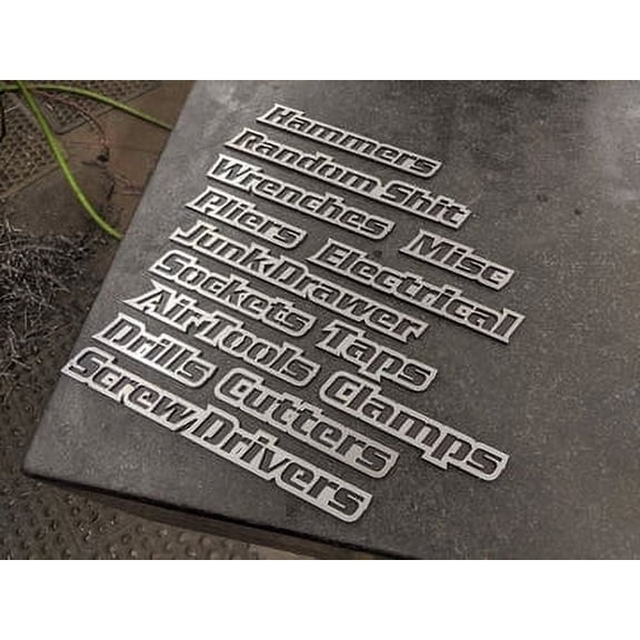 Toolbox Emblems - Custom Toolbox Drawer Emblems - 14 Piece Set as Shown